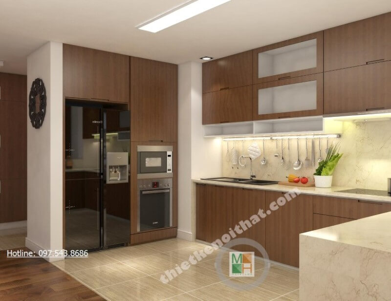 Với sự phân chia hợp lí và khoa học, tủ bếp gỗ công nghiệp giúp cho người nội trợ dễ dàng nấu nướng nhanh chóng hơn Tủ bếp gỗ công nghiệp và tủ bếp acrylic