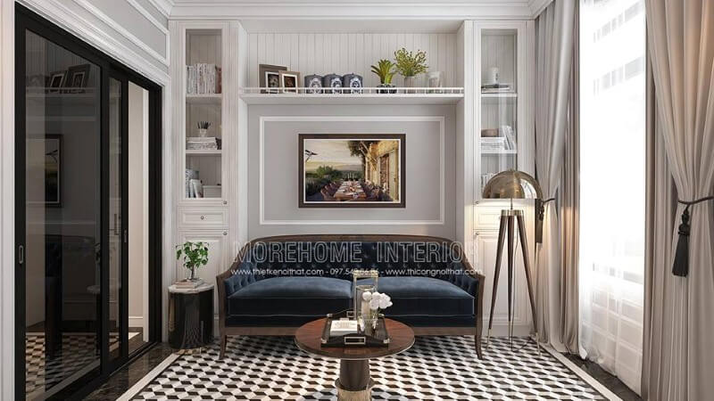 Bộ bàn ghế sofa gỗ óc chó tone xanh đẹp, độc đáo, sang trọng cho phòng đọc sách. Mẫu sofa gỗ tự nhiên, gỗ óc chó đẹp