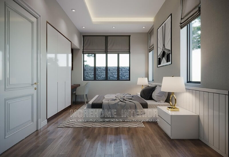 Tab đầu giường đơn giản đẹp sang trọng cho phòng ngủ hiện đại. Thiết kế phòng ngủ biệt thự