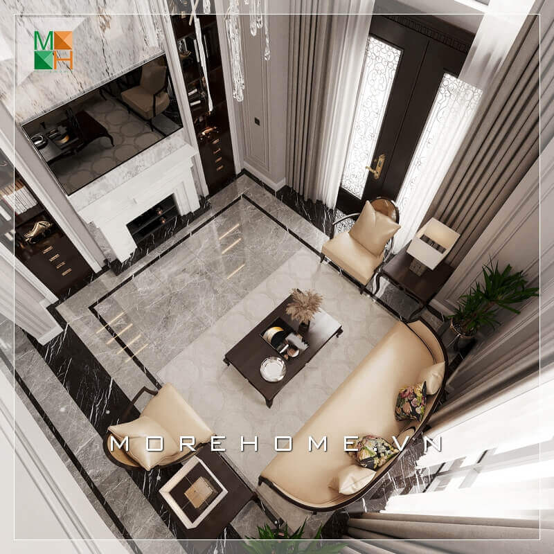 Mẫu thiết kế không gian phòng khách đẹp dành cho căn hộ cao cấp như biệt thự, penthouse, chung cư, nhà phố tân cổ điển. Thiết kế phòng ngủ biệt thự