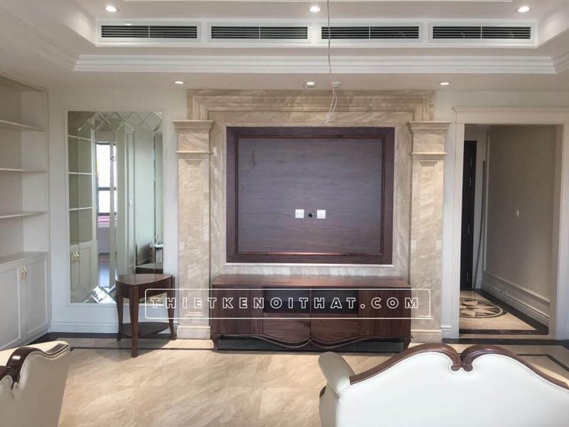 Kệ tivi gỗ óc chó màu socola sang trọng