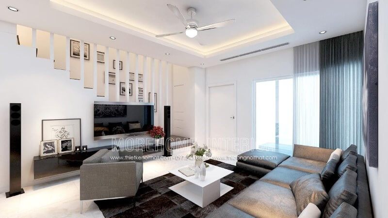 Bàn trà làm từ gỗ công nghiệp sơn trắng, nhã nhặn tinh tế phù hợp phòng khách chung cư, nhà phố.