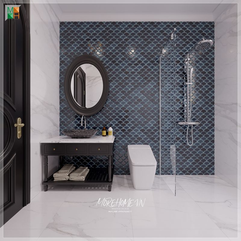 Mẫu thiết kế phòng tắm phong cách Indochine sang trọng cho chung cư, nhà phố, biệt thự