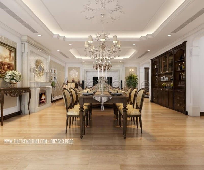 Thiết kế phòng ăn chung cư cao cấp liền kề phòng khách mang đến sự tiện lợi và linh hoạt cho không gian sống cho gia chủ