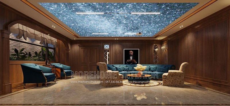 Mẫu sofa tân cổ điển đẹp được đề xuất cho tầng hầm của nhà biệt thự Vinhomes Greeb bay.