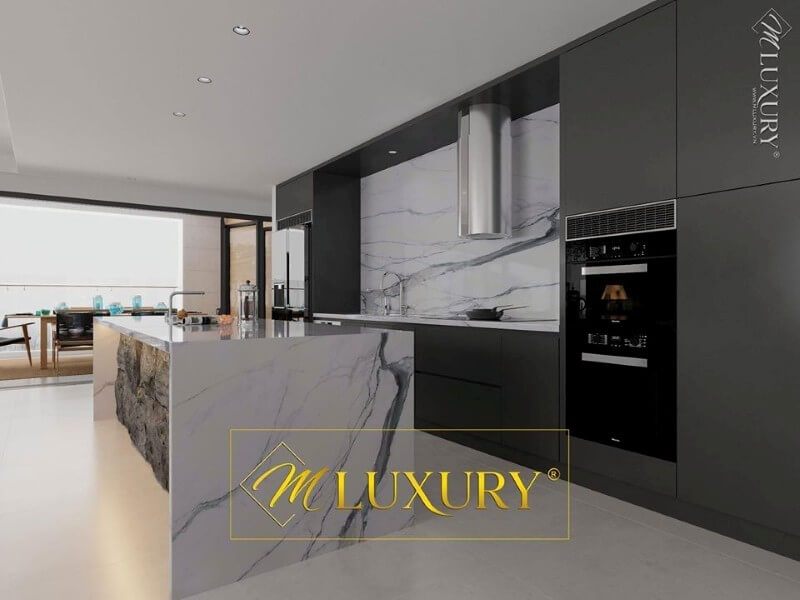 Khách hàng hiện nay đang ưa chuộng mặt bếp ốp đá nhân tạo vân mây làm lựa chọn của họ.